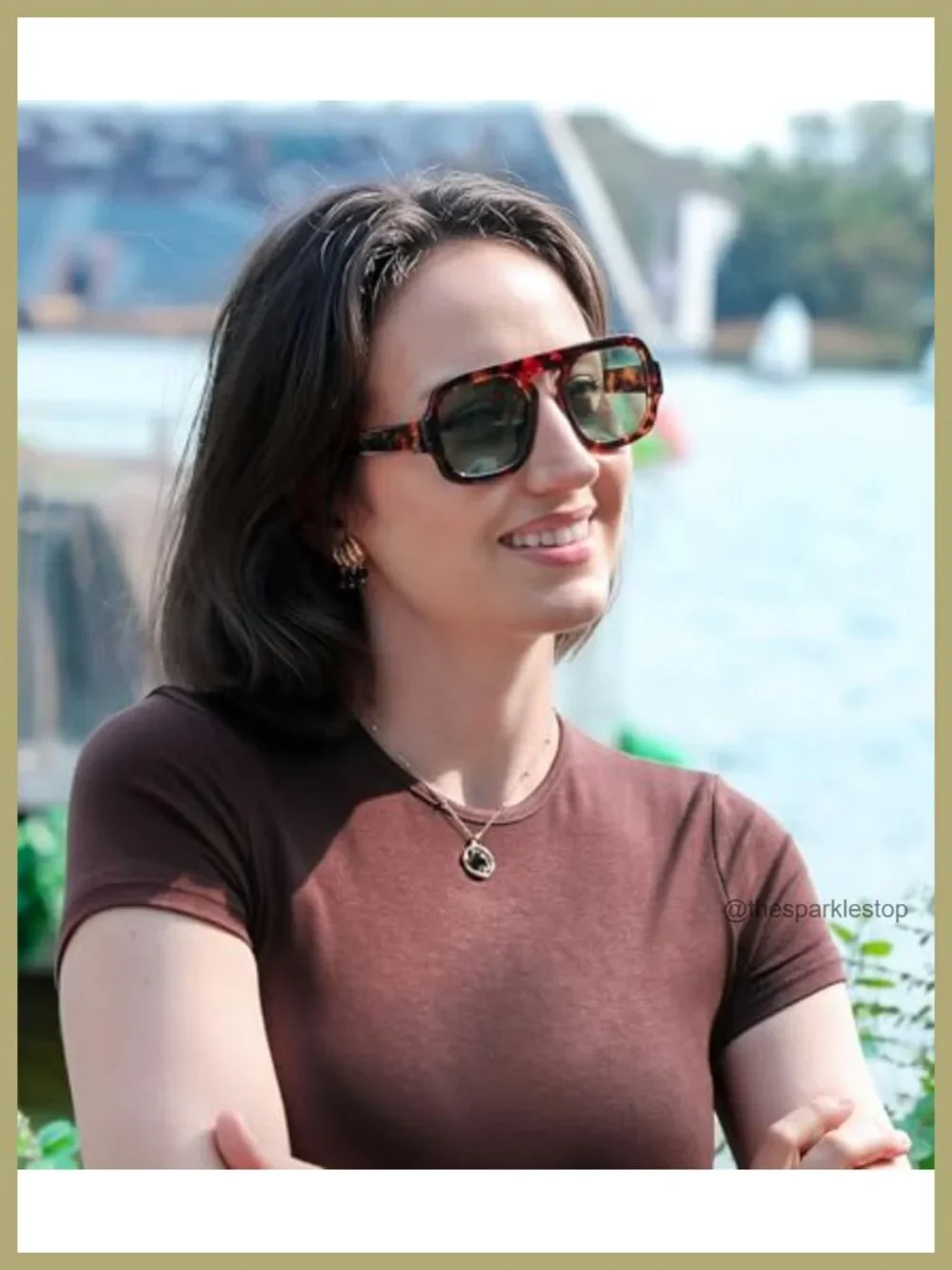 Retro Square Aviator Sunglasses Plastic Frame UV Protection Oversize